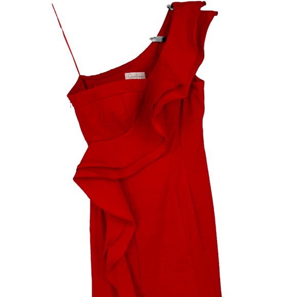 Jessica Simpson formal wear one shoulder ruffle. red dress size 4. - Picture 2 of 13